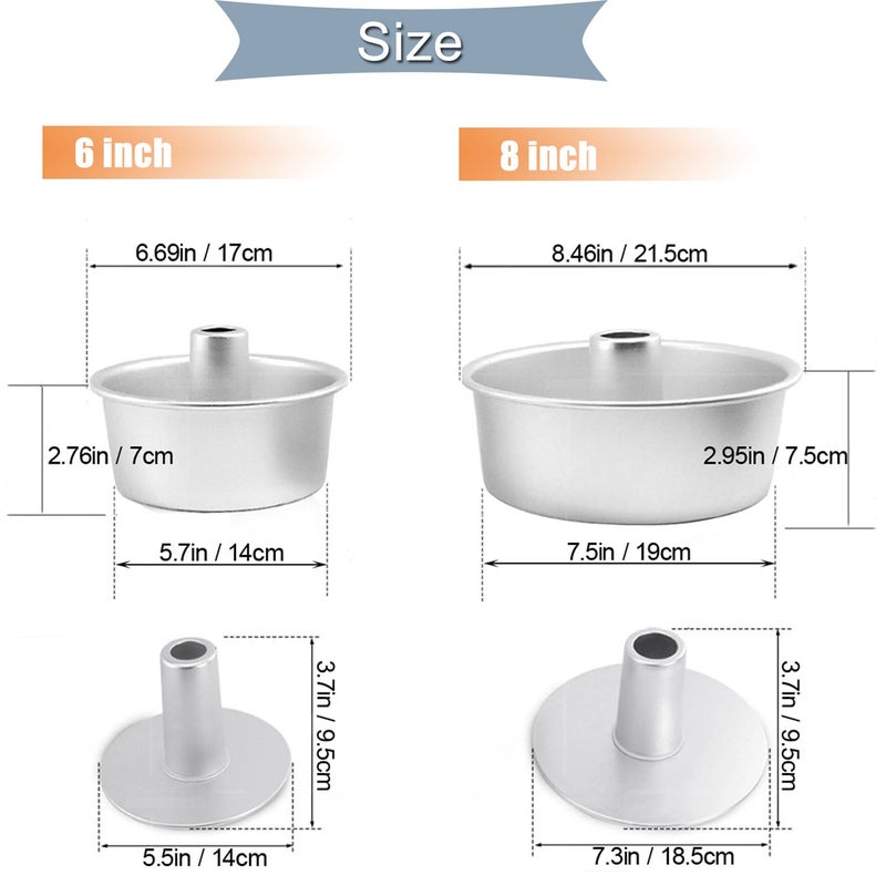Bezall Angel Food Cake Pan, 8 inch Round Chiffon Cake Mold Aluminum Tube Pan Baking Cake Mould with Removable Bottom - Image 4
